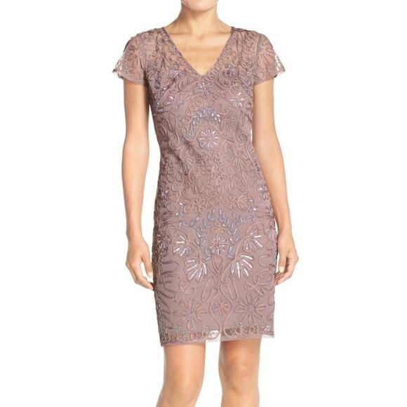 JS Collections Formal Embellished Soutache Sequin Dress 6 V-Neck Cocktail Mini - Picture 1 of 13